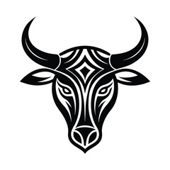 Stylized Black Bull Head with Intricate Design