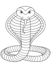 King Cobra Line Art Drawing Reptile Wildlife Animal Sketch