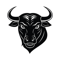 Black and White Bull Head Graphic Design