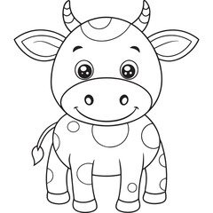 Cow Coloring Page For Kids Cute Cartoon Animal Art
