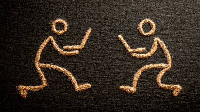 Two stick figures connect digitally, highlighting the power of communication to sustain relationships apart.
