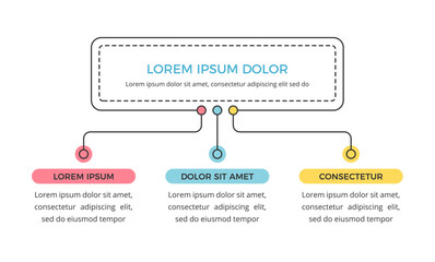 Simple flow chart infographic template with 3 elements, vector eps10 illustration