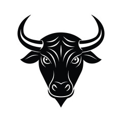 Stylized Black and White Bull Head Illustration
