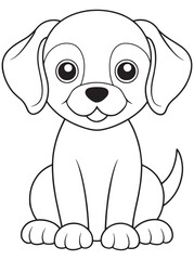 Dog Coloring Page Outline Drawing Cute Pet Illustration For Kids