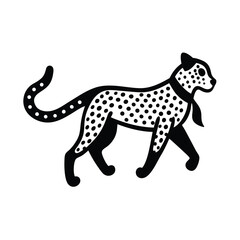 Stylized Black and White Leopard Illustration