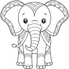 Ornate Elephant Coloring Page Art Project Animal Illustration For Kids