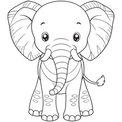 Elephant Coloring Page Cute Baby Animal Drawing For Kids