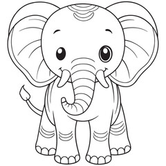 Baby Elephant Coloring Page Cute Wildlife Animal Illustration For Kids