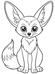 Fennec Fox Coloring Page Adorable Animal Illustration For Children