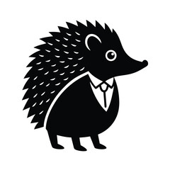 Stylish Hedgehog in a Suit Silhouette Design