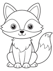 Fox Coloring Page Animal Drawing Adorable Wildlife Art For Kids