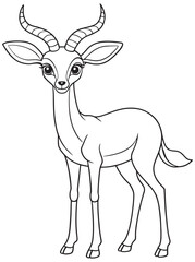 Gerenuk Line Art Drawing Coloring Page For Kids Activities