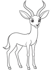 Gerenuk Line Art Coloring Page Printable Animal Illustration