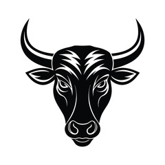 Black and white bull head illustration