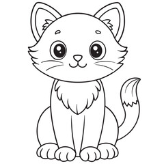 Golden Cat Coloring Page Cute Cartoon Pet Illustration