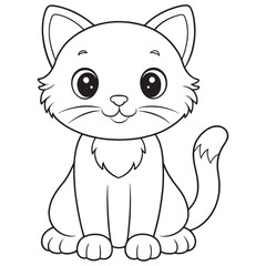 Golden Cat Coloring Page Adorable Animal Illustration For Kids
