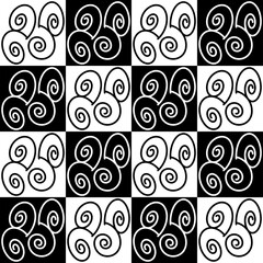black and white spiral seamless pattern