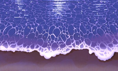 真夏の夜のビーチ★波打ち際の風景背景壁紙★abstract blue background