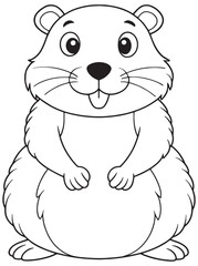 Gopher Cartoon Line Art Printable Coloring Page For Kids