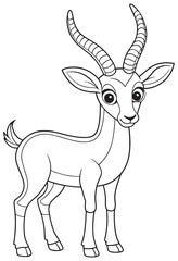 Grant Gazelle Cartoon Line Art Printable Coloring Page For Kids