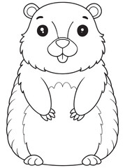 Groundhog Coloring Page Cute Animal Illustration For Kids