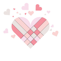 Red and white folded paper hearts isolated on red valentines day background vector