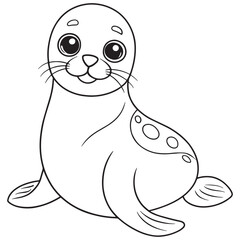 Hawaiian Monk Seal Coloring Page Ocean Animal Illustration For Kids