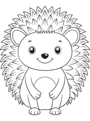 Hedgehog Line Art Printable Coloring Page Cute Animal Design