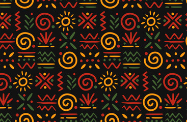 Afro Retro African Ethnic pattern background for Black History Month and Juneteenth banner or wallpaper. Vector illustration