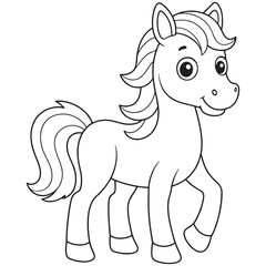 Pony Coloring Page Printable Adorable Horse Animal Illustration For Kids