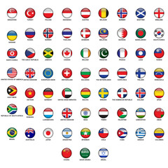 Vector Set of Round Flags. The best of the world on a white background