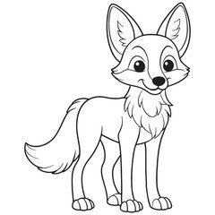Jackal Cartoon Coloring Page Printable Illustration For Kids
