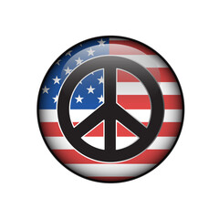 Peace symbol on american flag white background