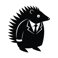 Hedgehog in a suit black and white