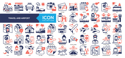 Travel and Airport Mixed Color Icon Collection