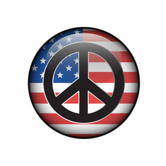 Peace symbol on american flag white background