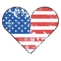 Heart shaped american flag on White background