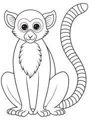 Lemur Coloring Page Printable Animal Art For Children