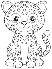 Leopard Cub Coloring Page Adorable Animal Illustration For Kids