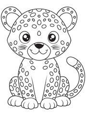 Leopard Cub Coloring Page Cute Animal Illustration For Kids