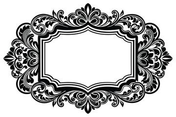 Elegant Ornate Frame Vintage Floral Design, Decorative Border Illustration