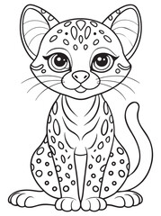Margay Coloring Page Cute Pet Animal Drawing For Kids