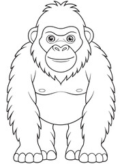 Mountain Gorilla Coloring Page Printable Cartoon Animal Illustration