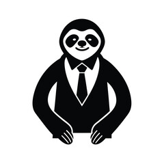 Sloth in a suit black and white icon