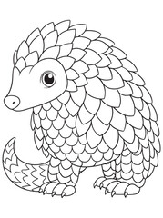 Pangolin Coloring Page Cute Animal Drawing Scaly Creature Design