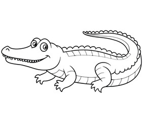 Happy Alligator Coloring Page Cartoon Animal Drawing For Children