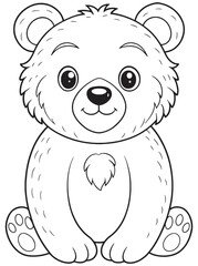 American Black Bear Cartoon Coloring Page Printable Animal Illustration
