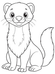 American Mink Coloring Page Cute Animal Illustration For Kids