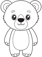 American Black Bear Outline Cartoon Coloring Page For Kids Activities
