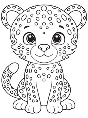 Leopard Cub Amur Coloring Page Cute Animal Art For Children